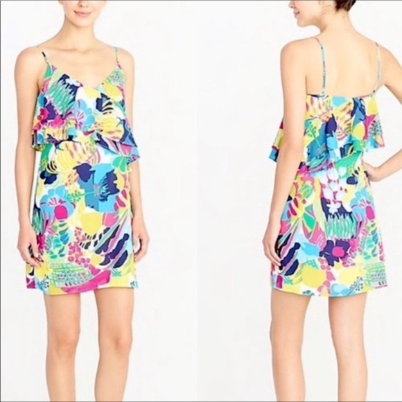 J. Crew NEW Ruffle Floral Spaghetti Strap Dress -2 - Picture 2 of 13
